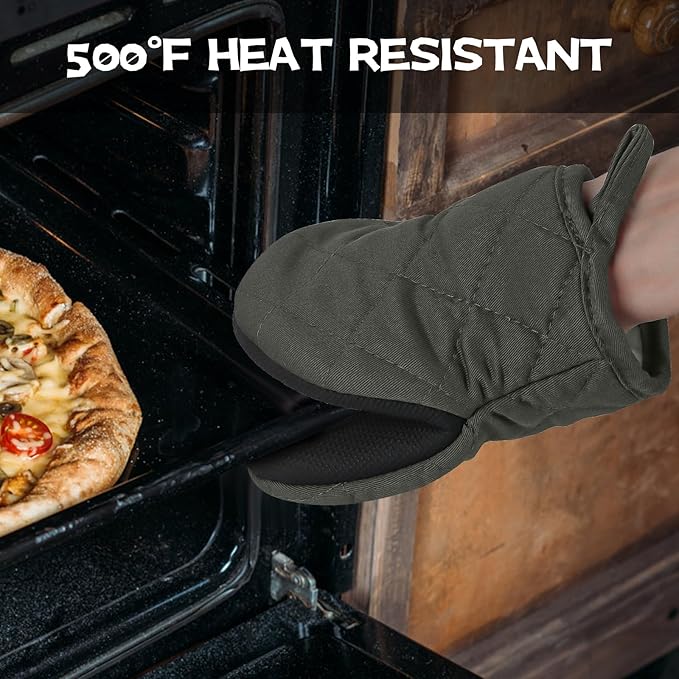 Oven Mitts and Pot Holders Set, Heat Resistant Silicone Kitchen Mini Oven - Image 5