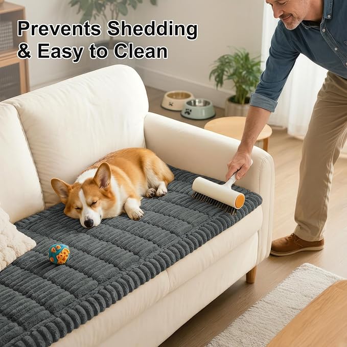 Smiry Couch Cover for Dogs Washable, Non Slip Fuzzy Pet Couch Covers for 3 - Image 6