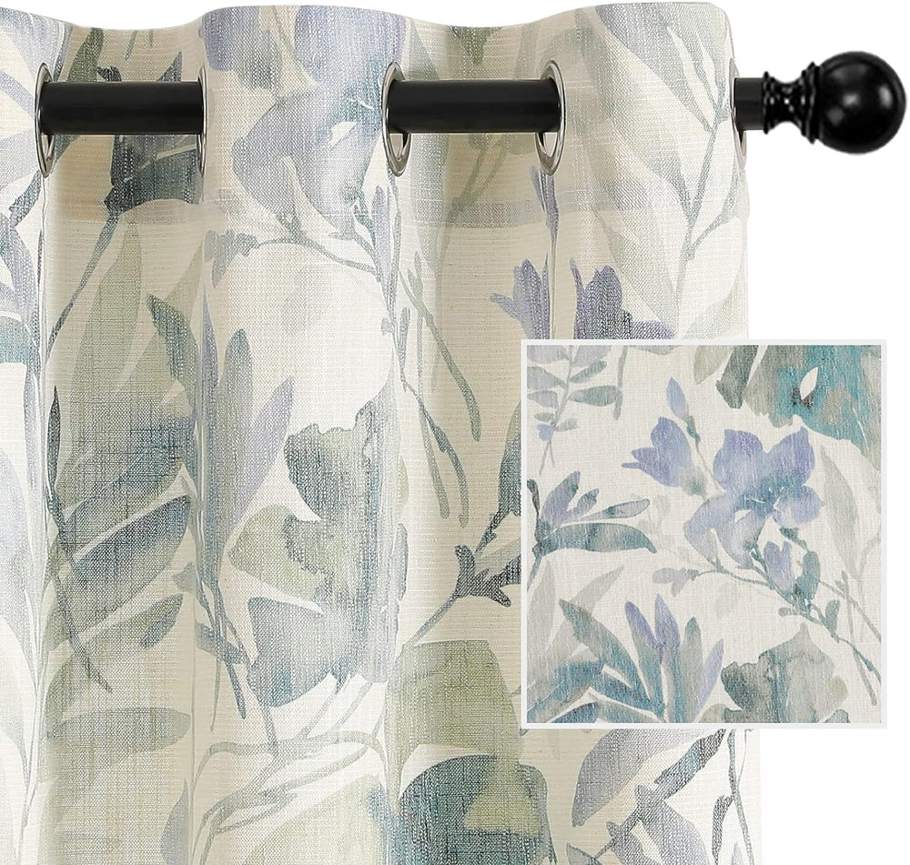 MYSKY HOME Sage Green Curtains 45 Inch Length Light Filtering Cotton Curtains...