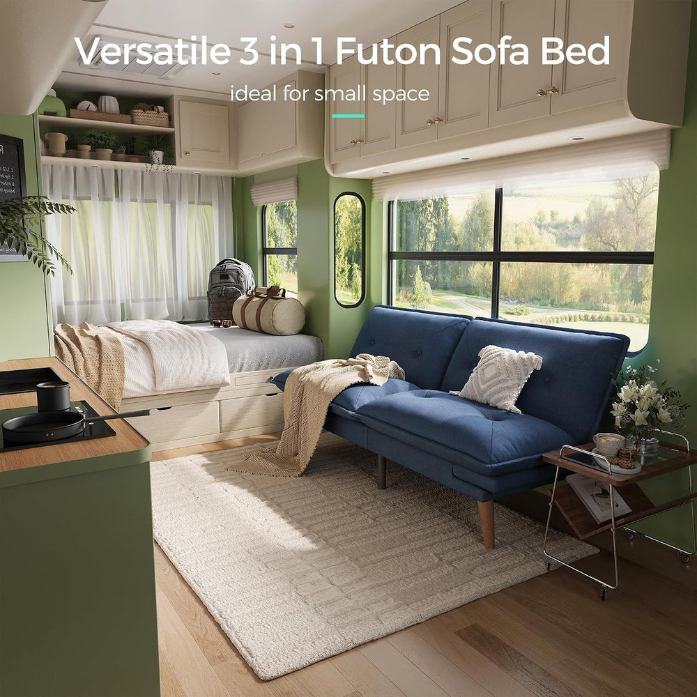 LINSY HOME Futon Sofa Bed, 70" Chenille Futon Couch with Adjustable Back...