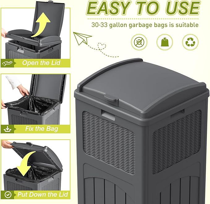Greesum 33 Gallon Outdoor Trash Can - Image 2
