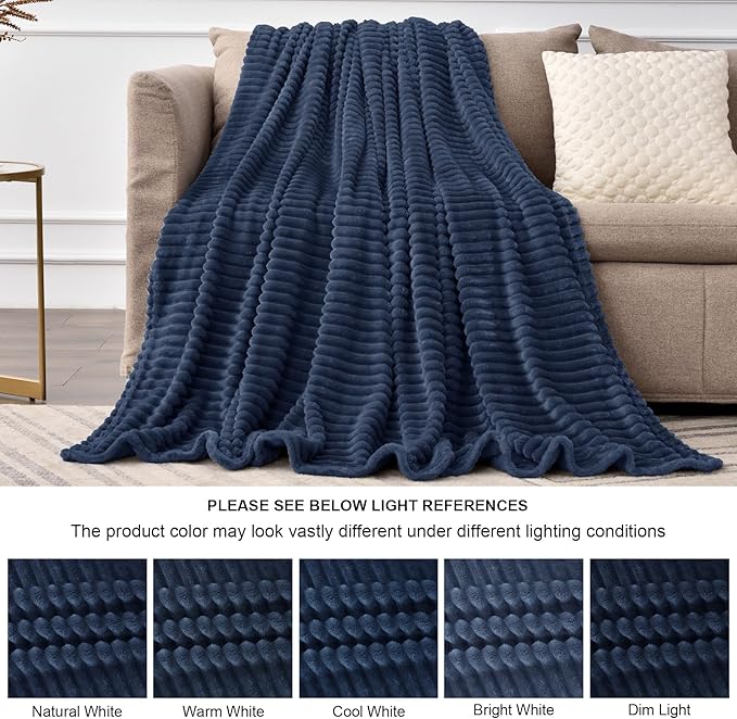 BEDELITE Fleece Throw Blanket for Couch – 3D Ribbed Jacquard Soft and Warm - Image 7