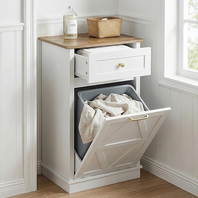 YESHOMY Tilt Out Trash Cabinet, 10 Gallon Hidden Wooden Bin Cabinets, Laundry - Image 6