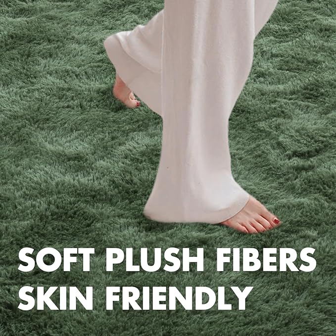 8x10 Ft Extra Large Shag Green Area Rug - Image 4