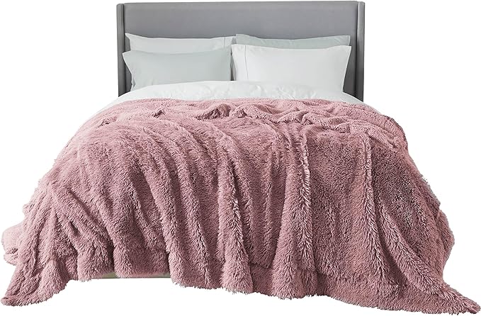Bedsure GentleSoft Fluffy Dusty Pink Blankets Queen Size - Image 8