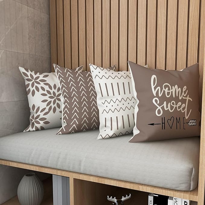 YCOLL Pillow Covers 18x18 Set of 4, Modern Sofa Throw Pillow Cover, Decorative - Image 5