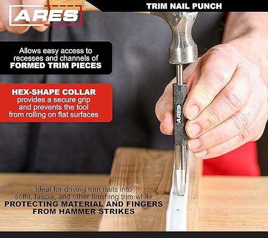 ARES 10115 – 6-Inch Trim Nail Punch – Black Nail Punch Drives Trim Nails While - Image 3