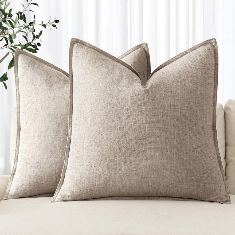 MIULEE Decorative Linen Pillow Covers 20x20 Inch Natural Linen Boho Farmhouse