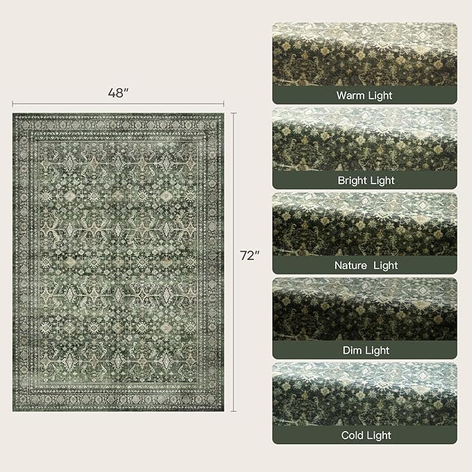 Lofus 4x6 Area Rug for Entryway, Washablee Soft Rugs for Bedroom, Living Room - Image 2