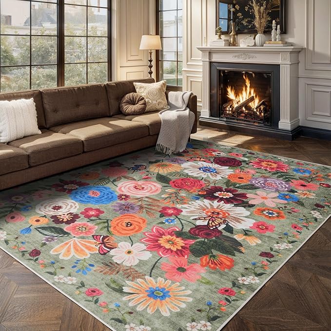Green Living Room Rugs, Area Rugs 5x7 Rug - Image 6