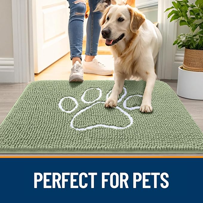 OLANLY Dog Door Mat for Muddy Paws 24x16, Paw Print Design, Absorbs Moisture - Image 6