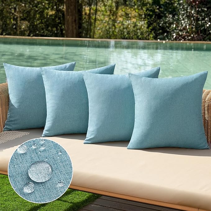 MIULEE Pack of 4 Decorative Outdoor Throw Pillow Covers Linen Waterproof Pillow by MIULEE