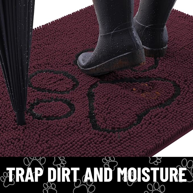Smiry Dog Door Mat for Muddy Paws, Absorbent Dirt Trapper Non Slip Quick Dry - Image 2