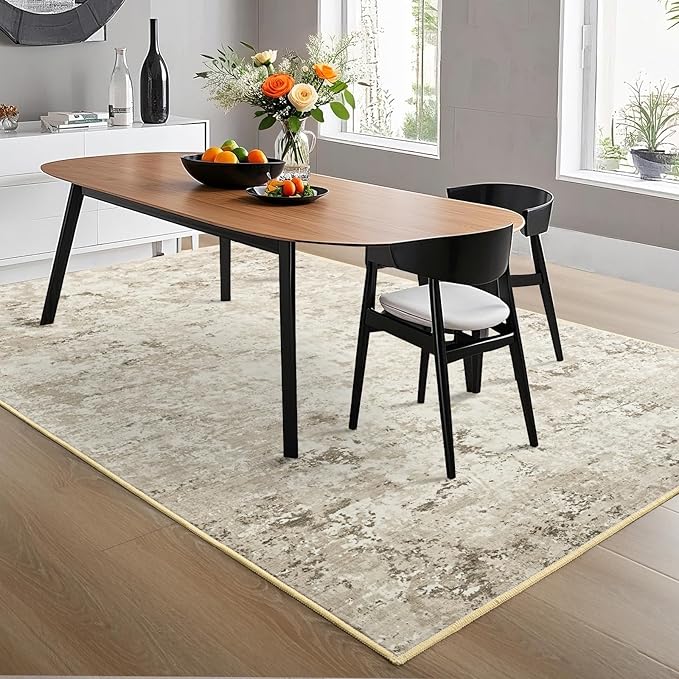 Toneed Abstract Area Rug Modern Washable Rug Soft Non Slip Rug Low Pile - Image 3