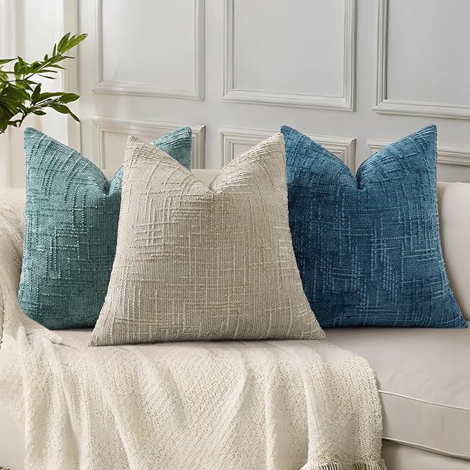 decorUhome Navy Blue Chenille Throw Pillow Covers 12x20 Set of 2 Textured Soft - Image 5