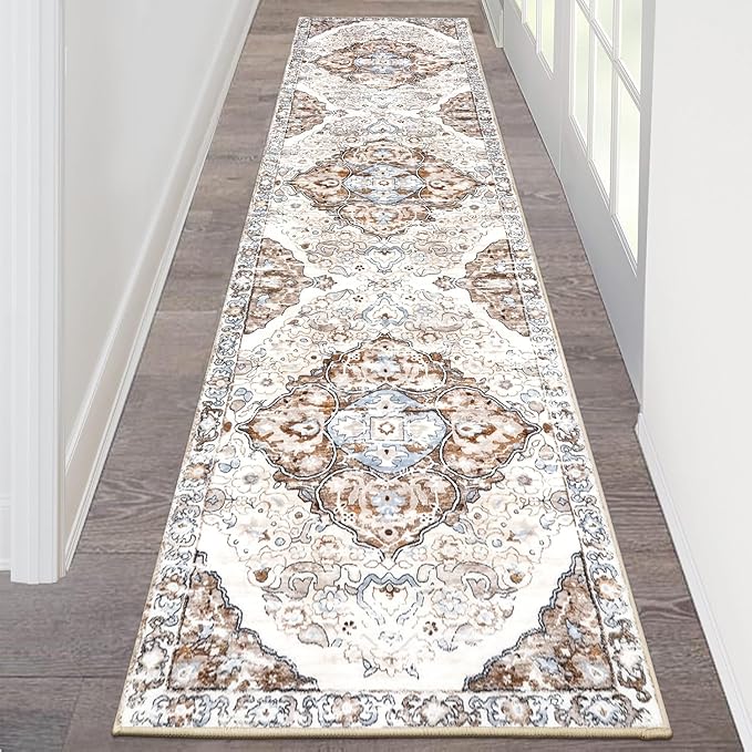 HEBE Hallway Runner Rug 2'x8' Washable Vintage Distressed Area Rugs Non Slip by HEBE