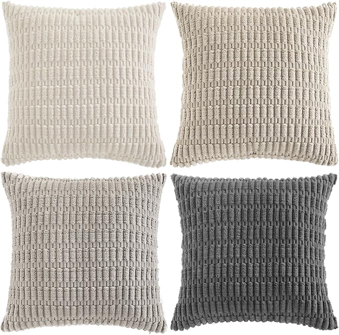 Fancy Homi Set of 4 Grey and White Decorative Throw Pillow Covers 16x16 Inch - Image 9