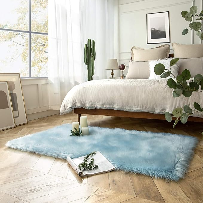 Ashler faux fur rug, Fluffy Shaggy Area Rug Ultra Soft 3 x 5 Feet Rectangle Fur - Image 2