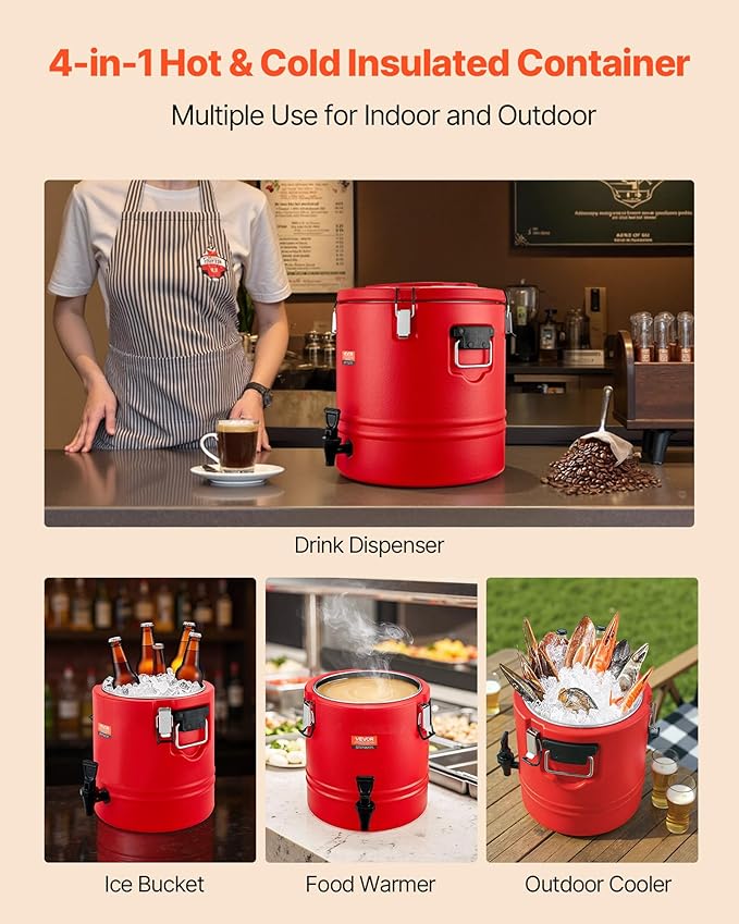 VEVOR Insulated Beverage Dispenser, 8 Gal/30.3L Thermal Hot and Cold Drink - Image 5