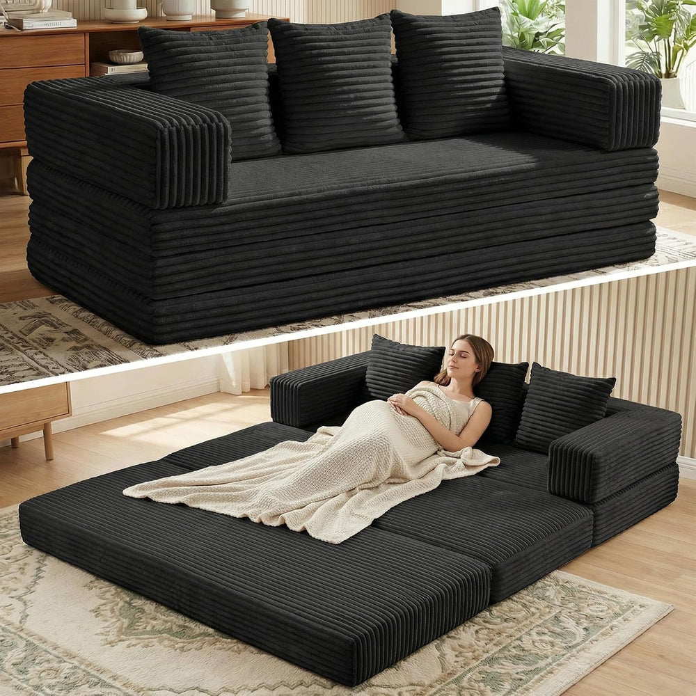 Convertible Sofa Bed Couch, 78’’ Oversized 4-in-1 Boneless Couches with Remov...