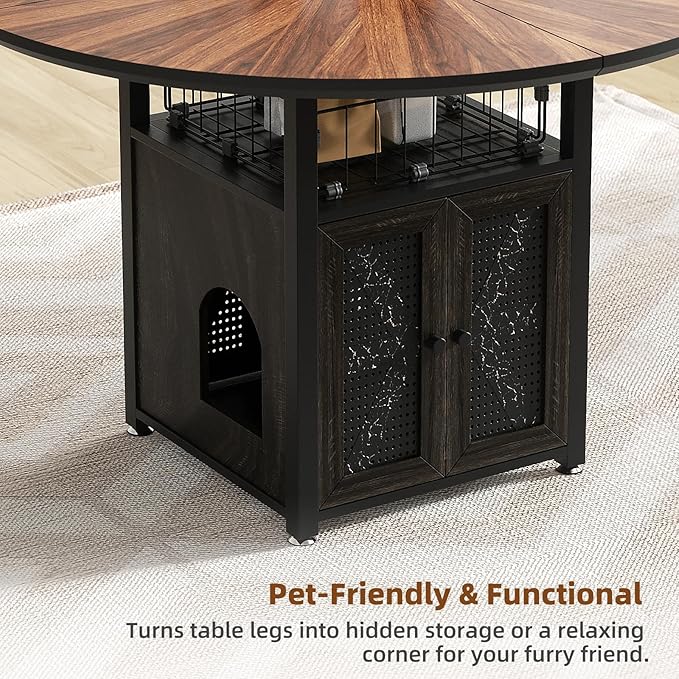 47" Round Dining Table Set for 4-6 People, Large Farmhouse Kitchen Dinin...