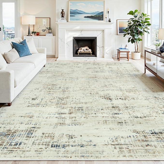 10x12 Area Rugs for Living Room Washable Rug: Anti-Skid Abstract Modern Living by Crority