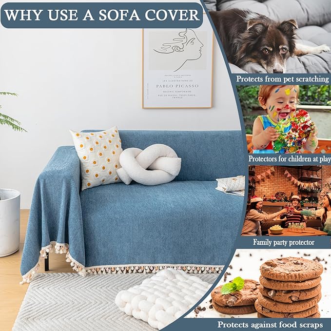 HANDONTIME Couch Slipcover Dog Sofa Covers Boho Couch Cover - Image 4