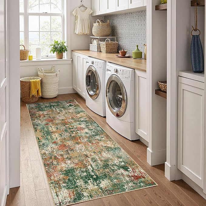 Washable Area Rugs 2'x6' Non-Slip Modern Abstract Soft - Image 2