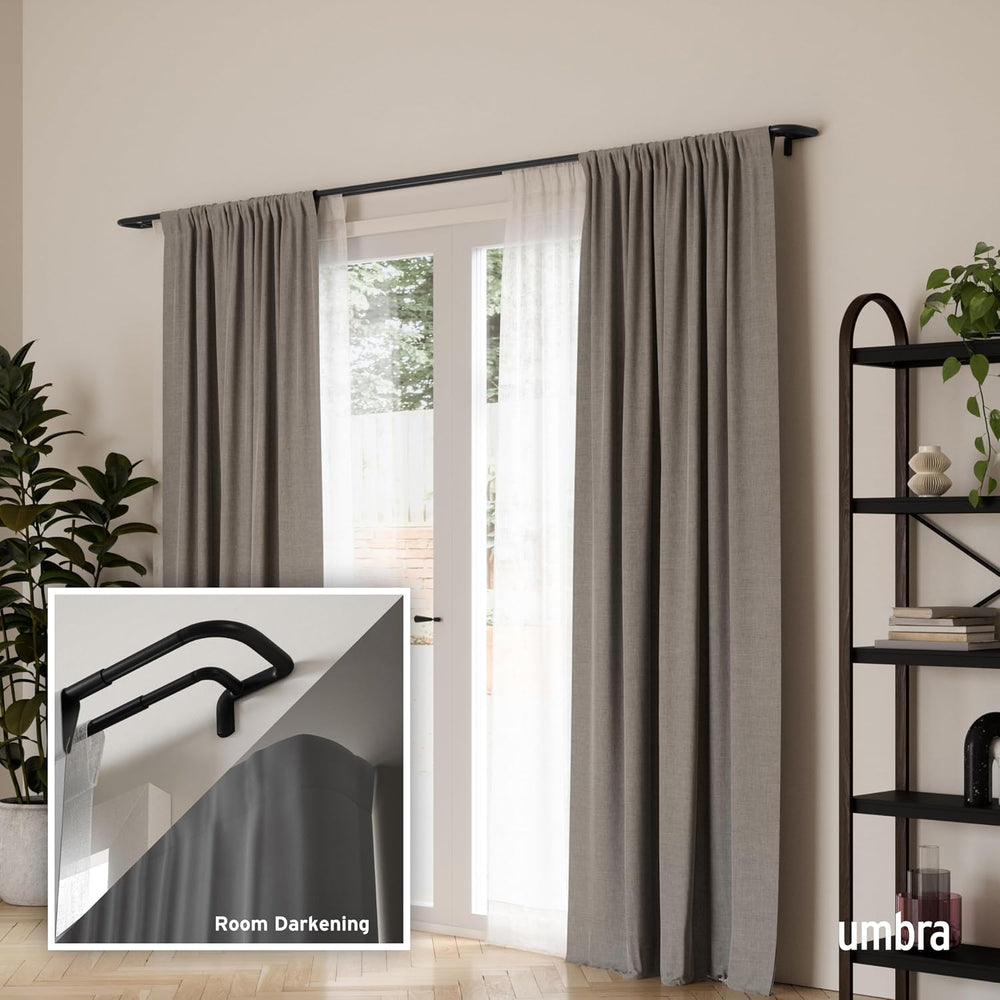 Umbra Twilight Double Curtain Rod, Wrap Around, 30 to 84 Inches, Black