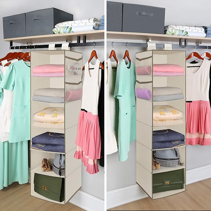 MAX Houser 6 Tier Shelf Hanging Closet Organizer, Closet Hanging Shelf - Image 5