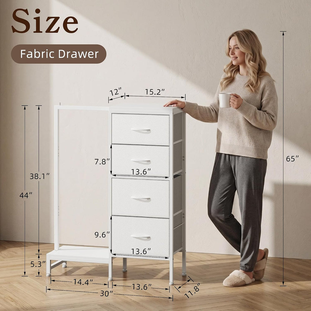 Tall Dresser 44''H with Hanging Rack, 4 Drawers Small Closet Dresser ...