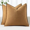 MIULEE Decorative Linen Euro Sham Pillow Covers 22x22 Inch Hazel Boho Farmhouse by MIULEE