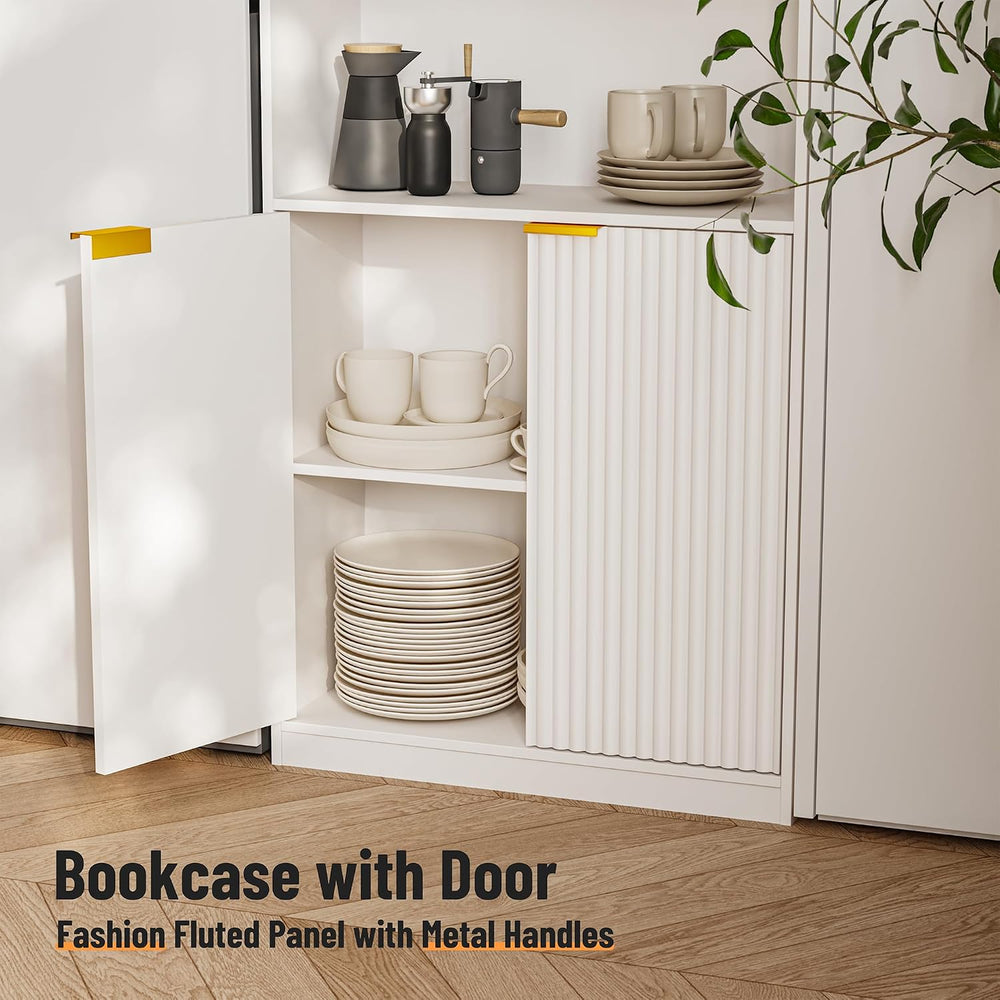 INNOD 69" Tall Book Shelve Bookcases with Doors, Floor Standing 6 Shelf ...