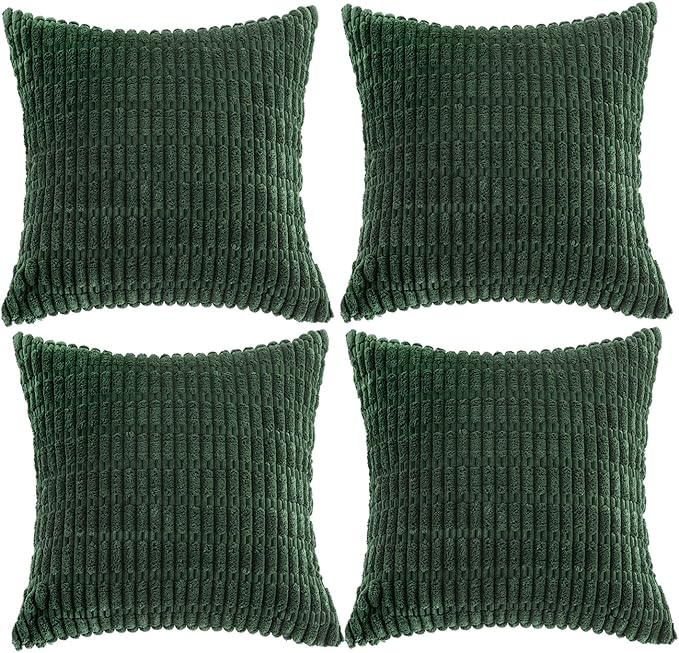 Fancy Homi 4 Packs Hunter Green Decorative Throw Pillow Covers 20x20 Inch by Fancy+Homi
