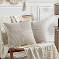 Fancy Homi 2 Packs Neutral Taupe Big Decorative Throw Pillow Covers 24x24 Inch by Fancy+Homi