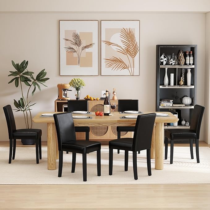 LSSPAID Dining Chairs Set of 6, Modern Stylish PU Leather Upholstered Parson ...