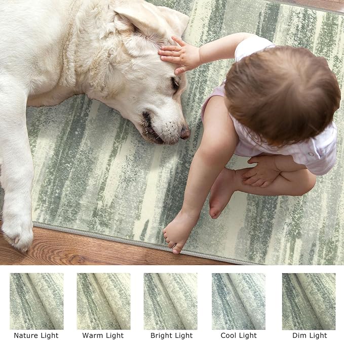 Lansny Modern Abstract Entryway Rug Indoor 2x3 Washable Rug Non-Slip Soft Small - Image 7