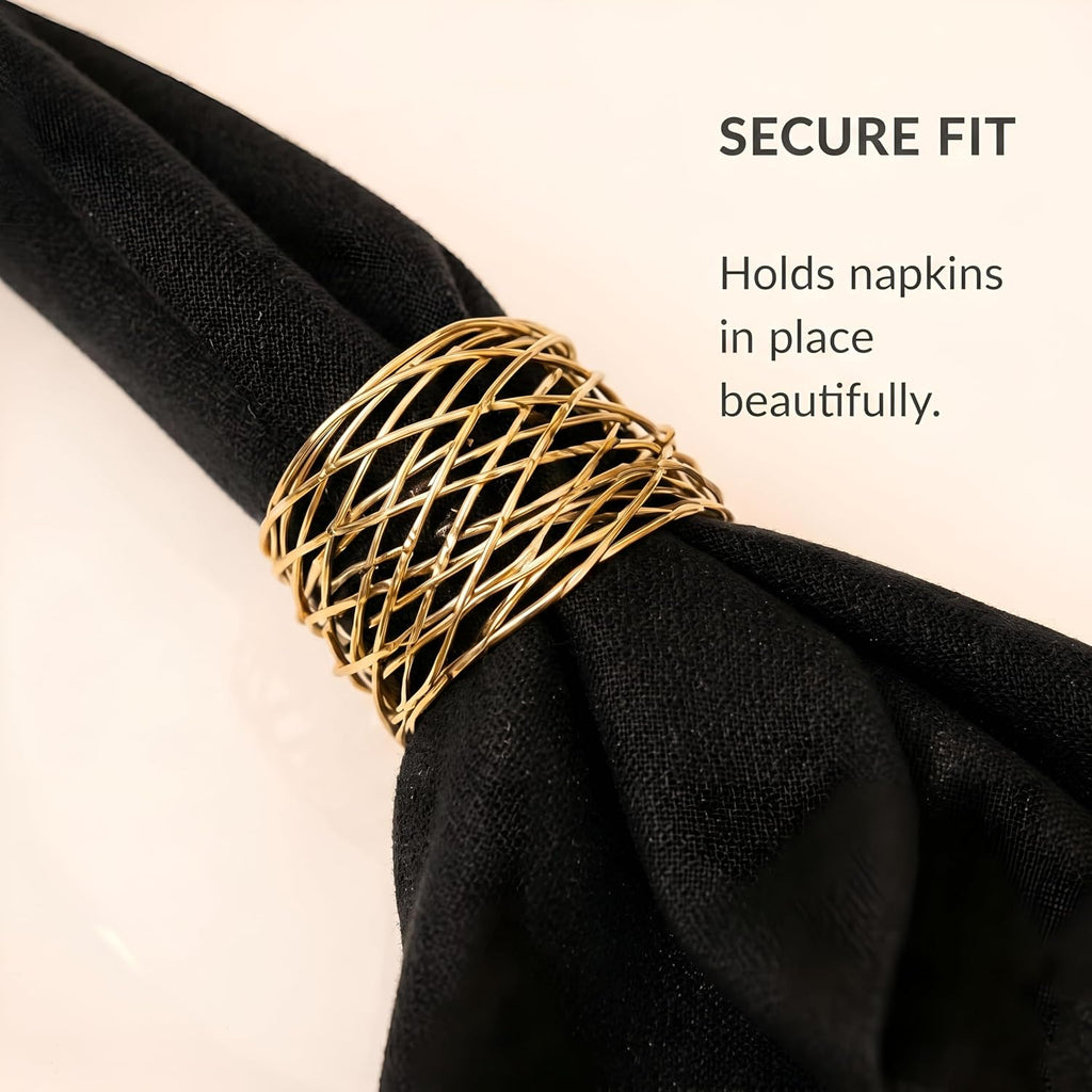 Durable Metal Iron Napkin Rings for Table Decor, Elegant Metal Table Setting Accessory, Rustic Napkin Holder for Modern Farmhouse & Everyday Dining Set of 50 (Gold) - ALPHA Living HOME