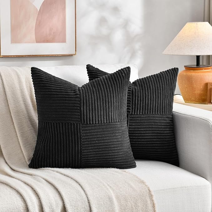 Fancy Homi 2 Packs Black Decorative Throw Pillow Covers 22x22 Inch - Image 6