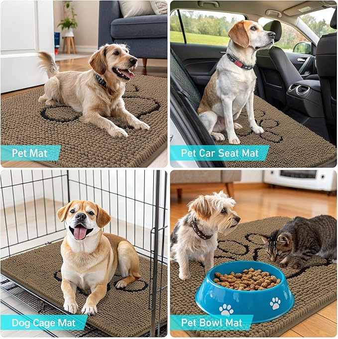 OLANLY Dog Door Mat for Muddy Paws 24x16, Paw Print Design, Absorbs Moisture - Image 7