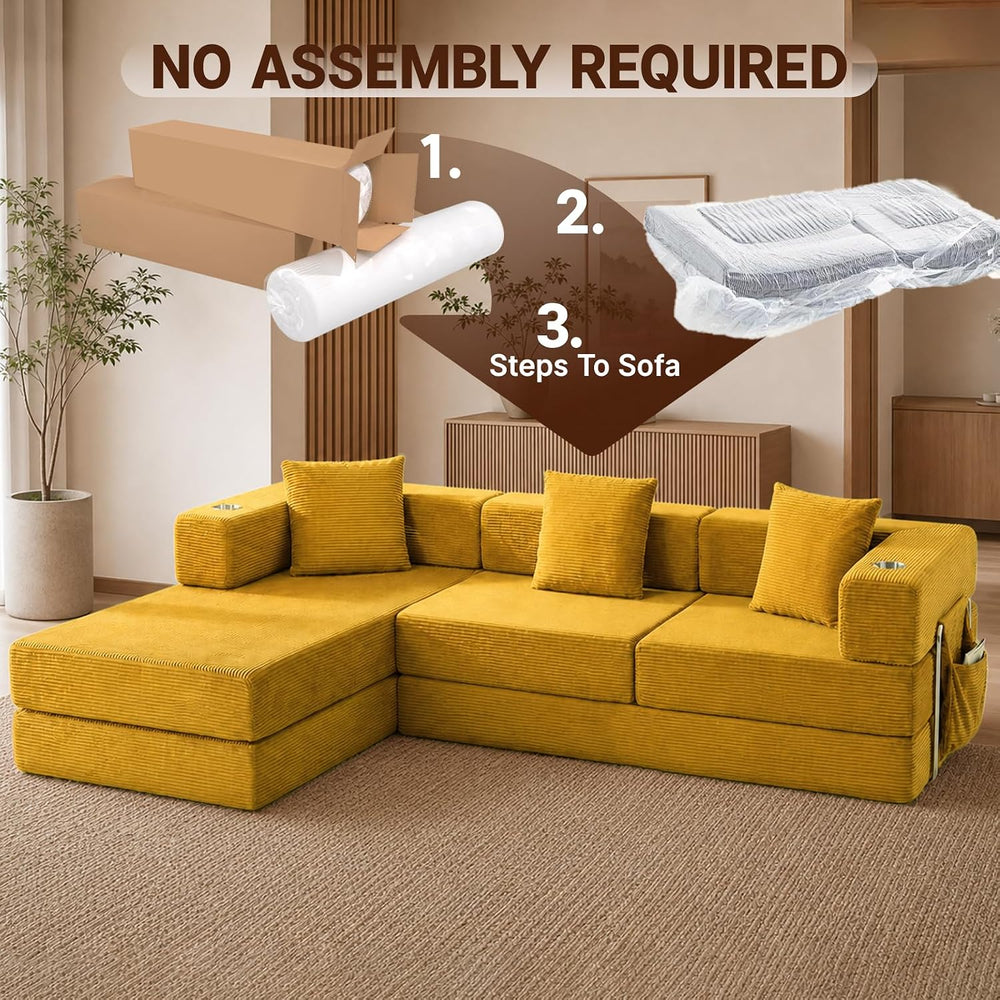 Modular Sectional Sofa, 108" L-Shaped Couch with Deep Seat