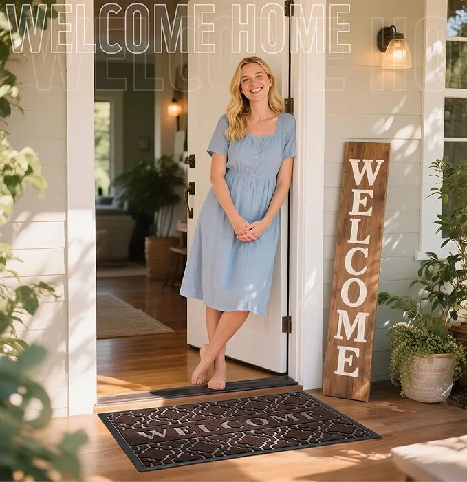 Yimobra Welcome Mat Outdoor Indoor, All-Season Waterproof Front Door Mat - Image 2