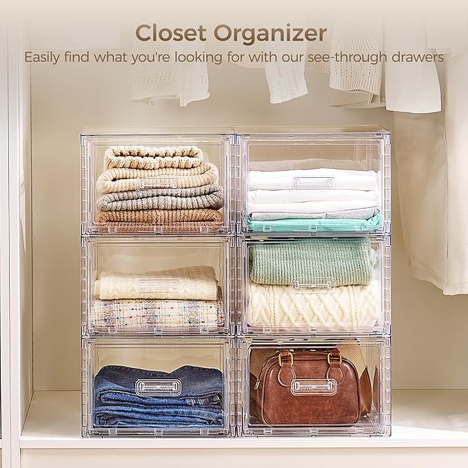Vtopmart 4 Pack 18QT Clear Stackable Storage Drawers, Easily Assemble Closet - Image 5