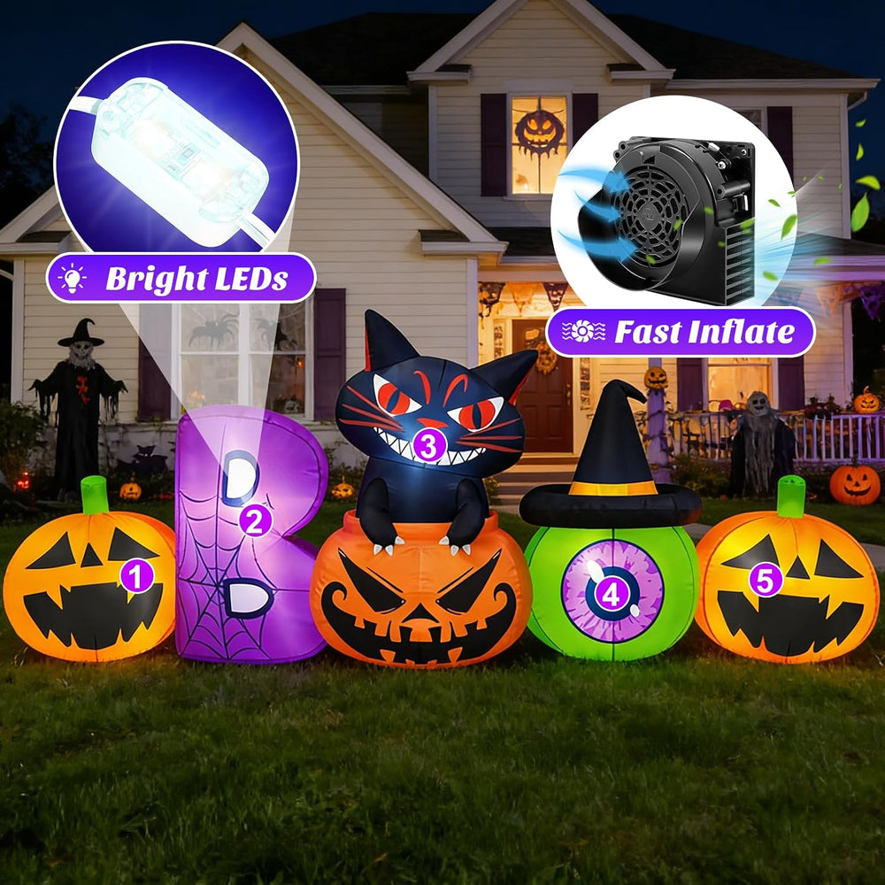 Danxilu 8FT Halloween Inflatable Pumpkin with Black Cat Outdoor Decorations