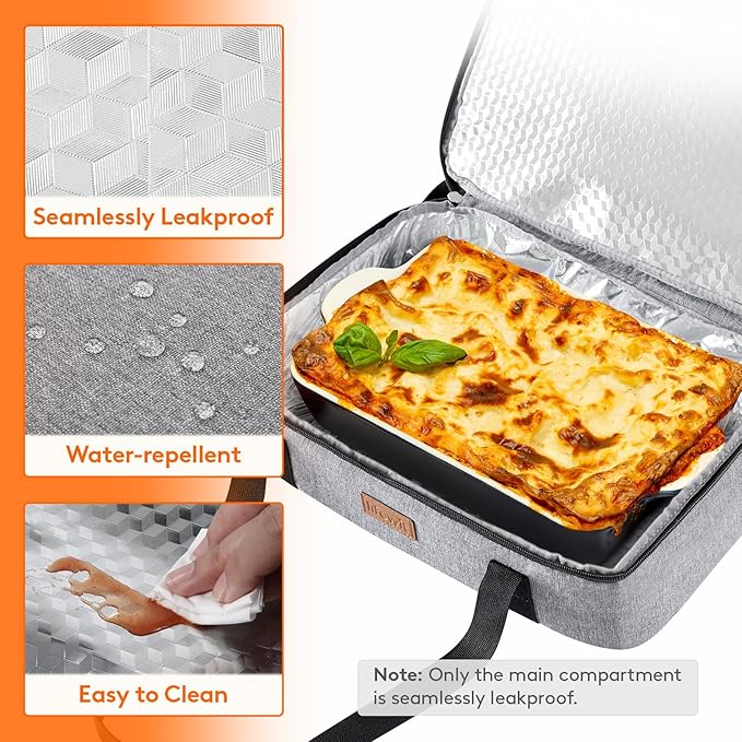 Lifewit Insulated Double Decker Casserole Carrier, Expandable Lasagna Lugger - Image 5