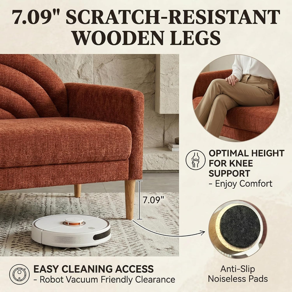 49" Small Loveseat Sofa for Small Spaces, Office Couch, Ocher Orange