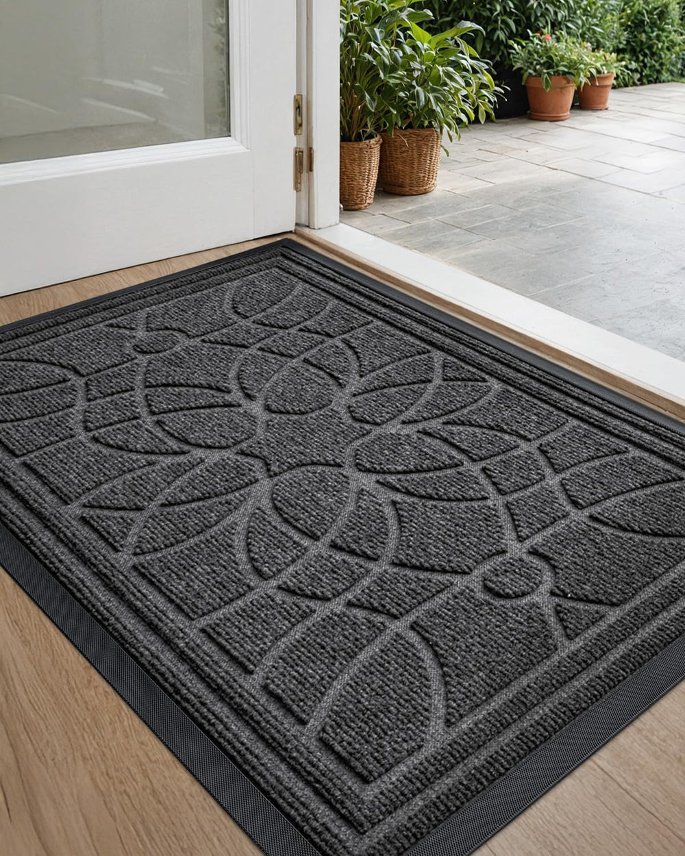 DEXI Front Door Mat Outside Entrance 24x36, Heavy Duty Non Slip, Grey