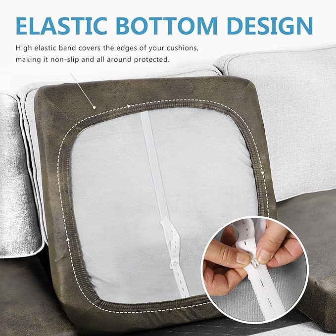 Leather Look Couch Cushion Covers Sofa Seat Slipcovers Sets Couches Furniture - Image 3