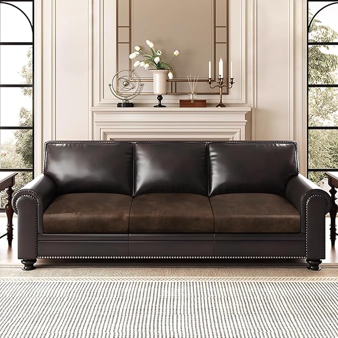 Leather Look Couch Cushion Covers Sofa Seat Slipcovers Sets Couches Furniture - Image 2