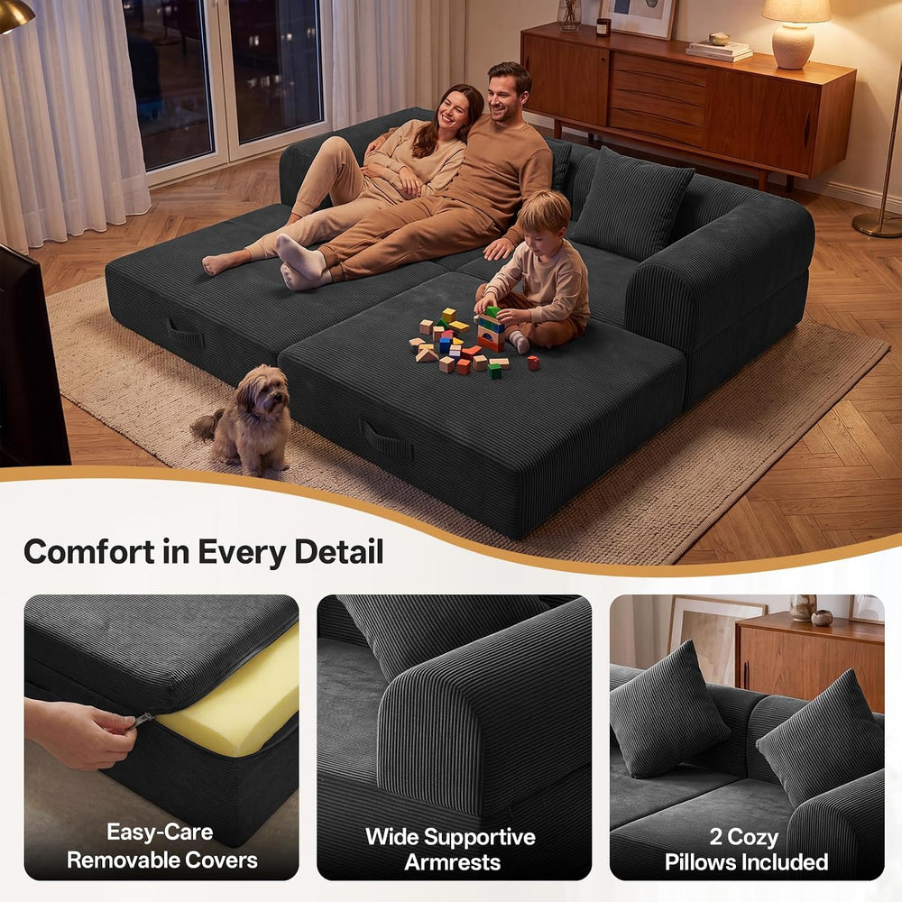 74.8’’Convertible Futon Sofa Bed, Boneless Couch for Living Room